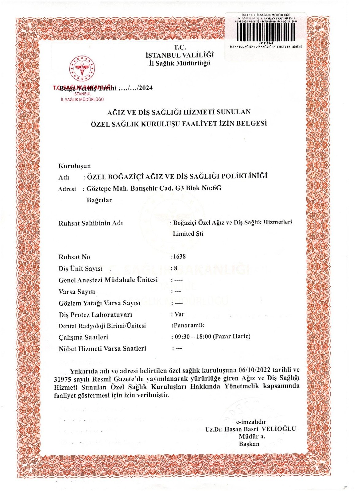 Operating permit
