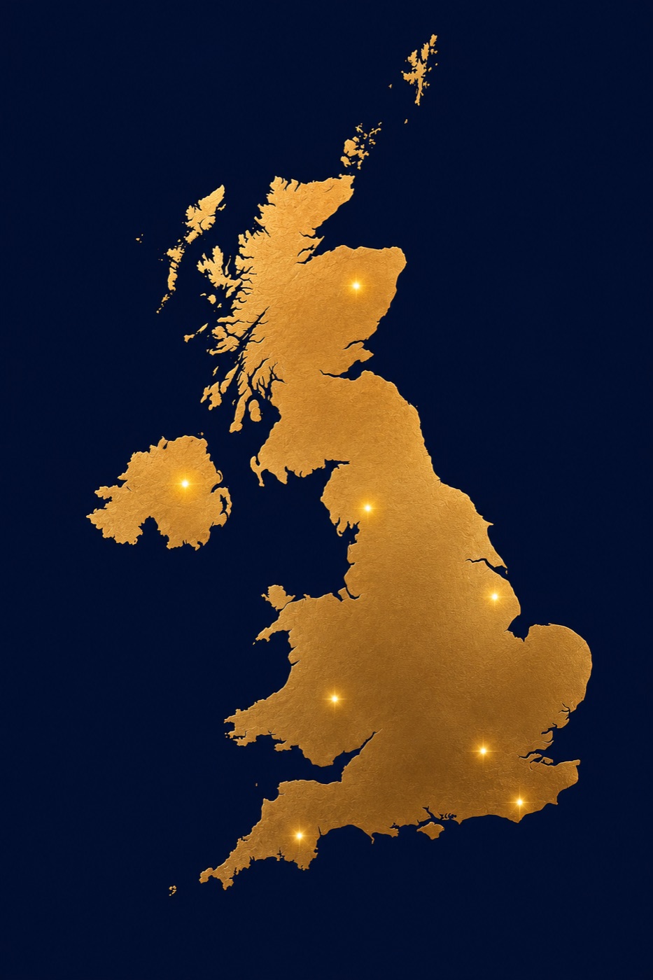 Map of the United Kingdom showing our eight partner treatment locations